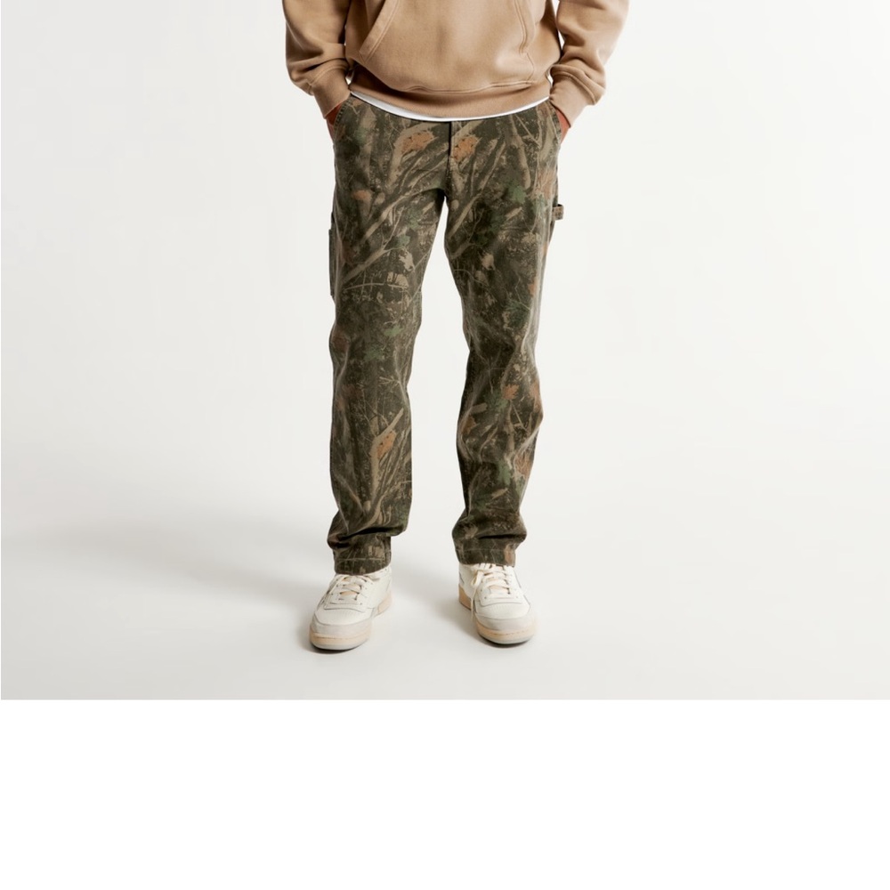 Abercrombie & Fitch Olive Green Camo Athletic Loose Workwear Pants
